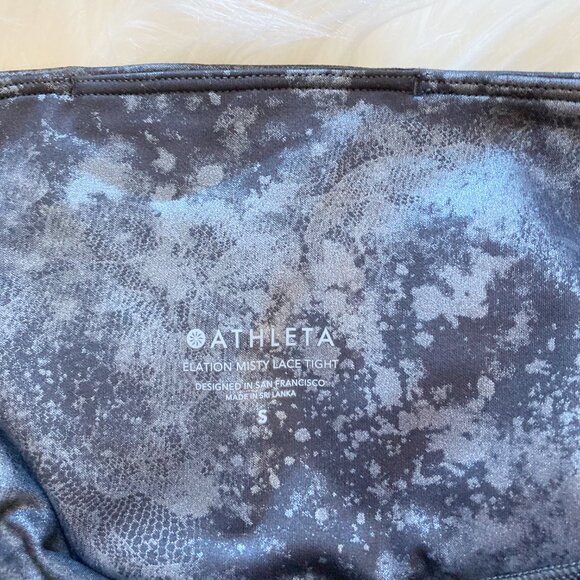 Athleta Gray Silver Metallic Pearl Shine Elation Misty Lace High Waist Leggings - Picture 7 of 9